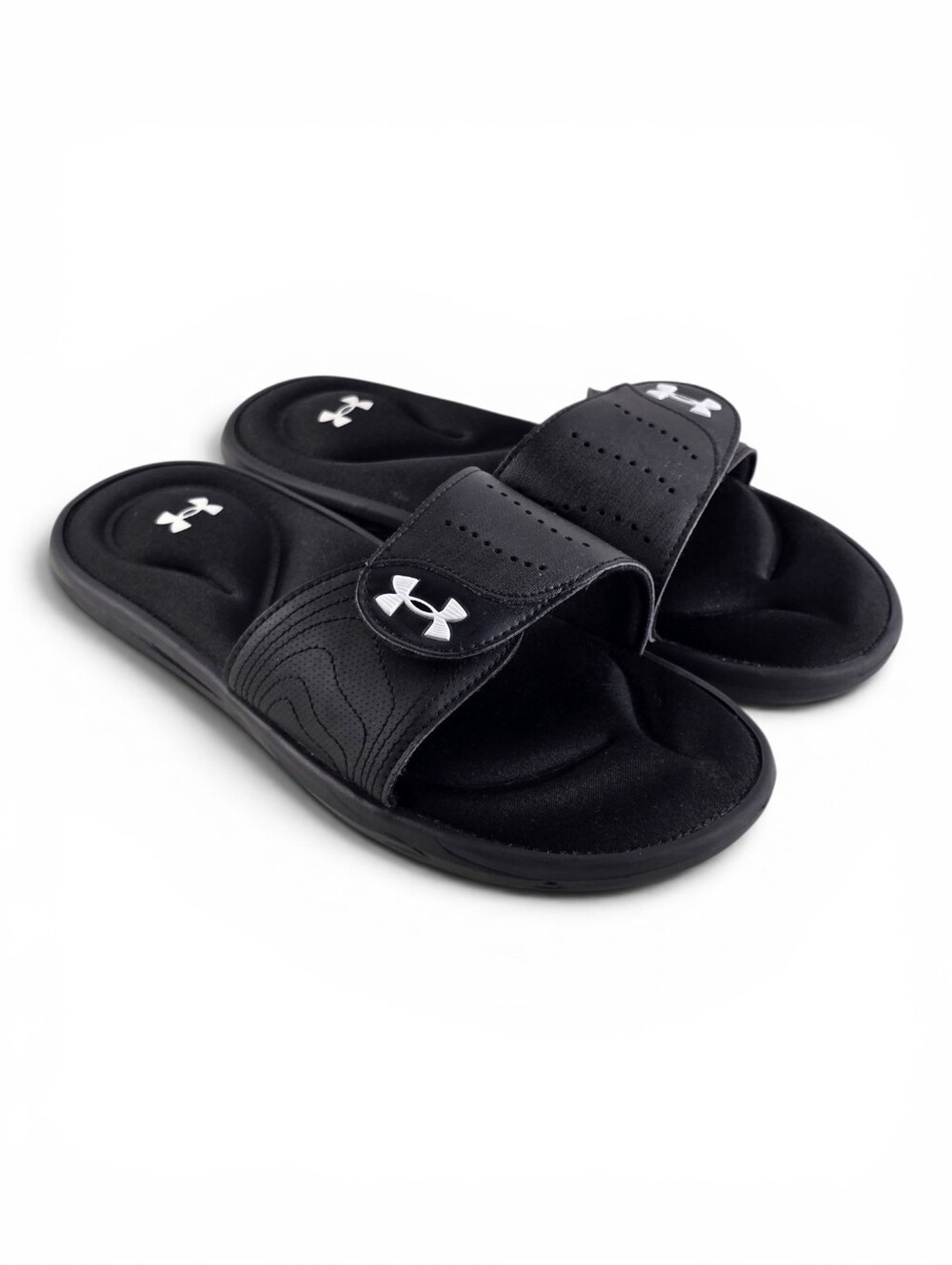Under Armour Women's Ignite IX Black Adjustable Strap Foam Slide Sandals 9